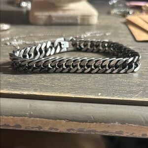 Men’s Gunmetal Grey Cuban Link Stainless Steel 9 inch Bracelet